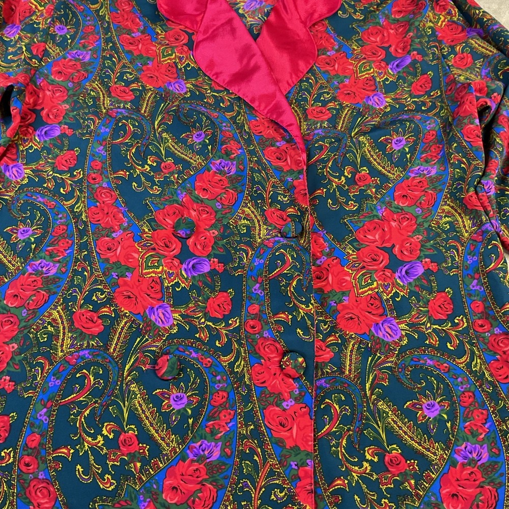 Victorias Secret Robe Womens M Gold Label Floral Satin Double Breasted Vintage - Picture 7 of 11